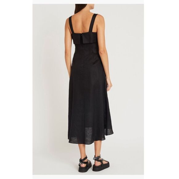 Luxely Huxely‎ 100% Linen Midi Lined Dress, Black Meteorite, Size 14, NWT - Picture 4 of 6